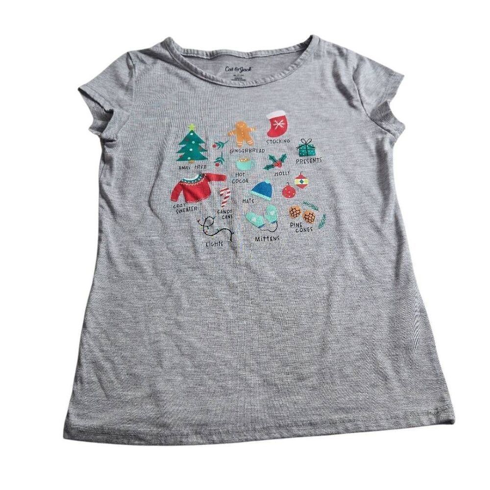 Cat & Jack Christmas pajama shirt M7/8